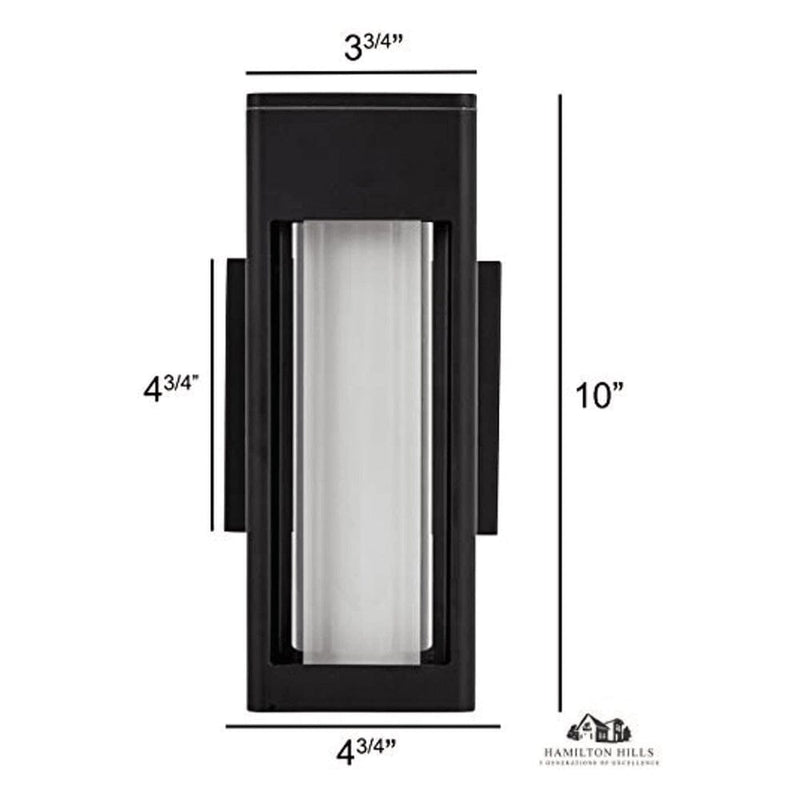 10" Outdoor LED Light Tube Black Wall Sconce Lighting Exterior Wall Fixture-Hamilton Hills-RoomDividersNow