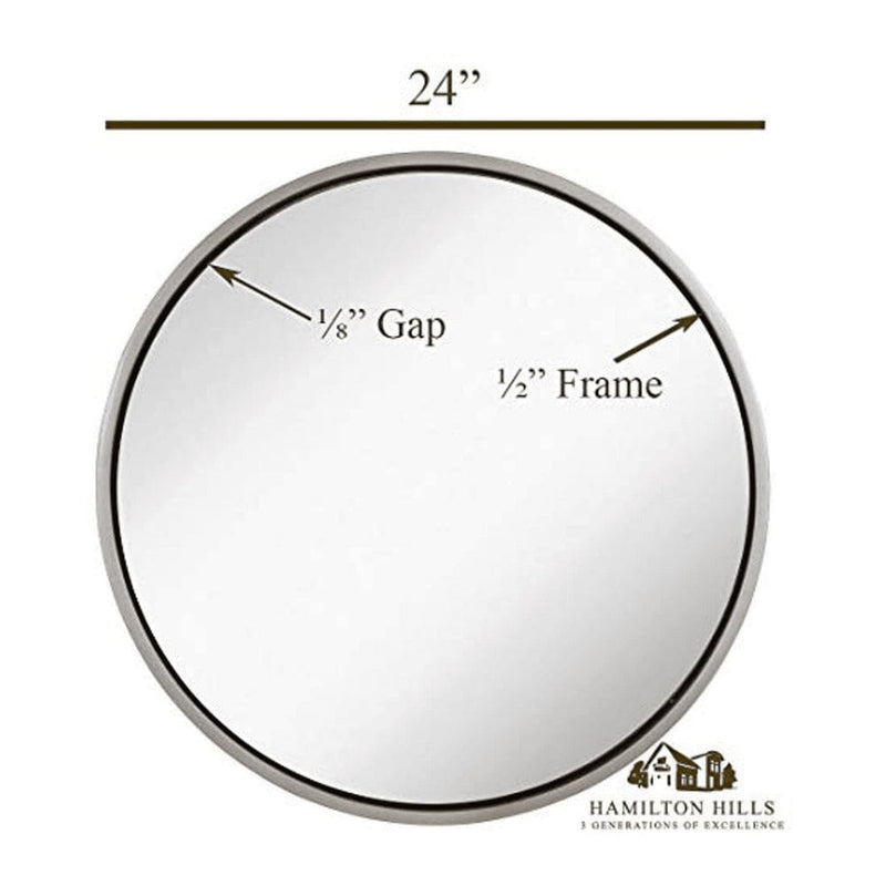 24" Floating Antiqued Silver Circle Mirror-Hamilton Hills-RoomDividersNow