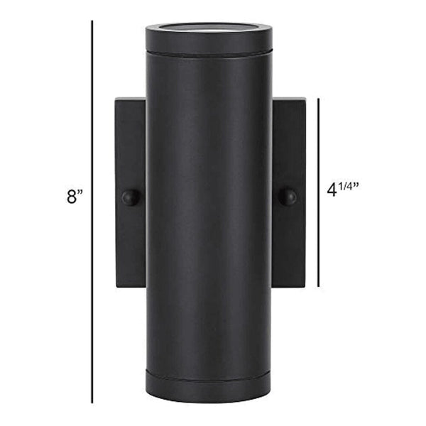 8" Dual Up and Down Black Mini Outdoor Cylinder LED Wall Light Exterior Outside Lighting-Hamilton Hills-RoomDividersNow