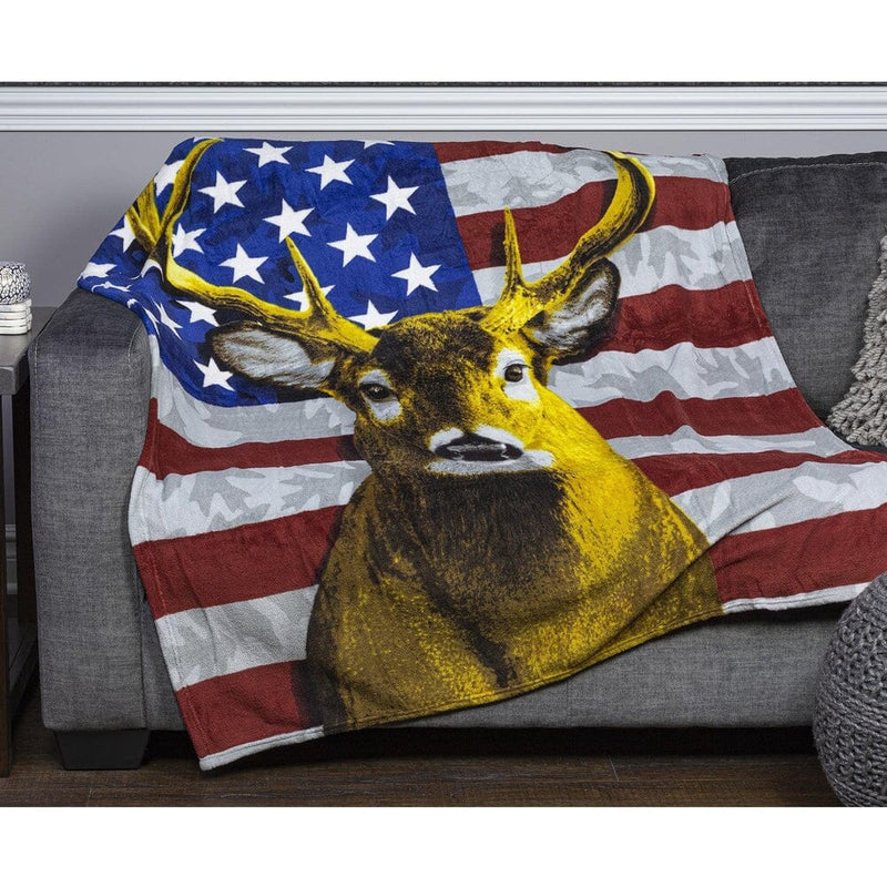 American Whitetail Deer Super Soft Plush Fleece Throw Blanket-Dawhud Direct-RoomDividersNow