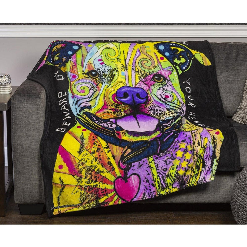 Beware of Pit Bulls They Will Steal Your Heart Super Soft Plush Fleece Throw Blanket by Dean Russo-Dawhud Direct-RoomDividersNow