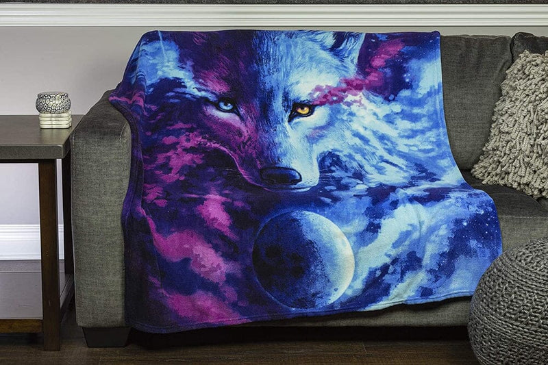 Celestial Wolf Super Soft Plush Fleece Throw Blanket-Dawhud Direct-RoomDividersNow
