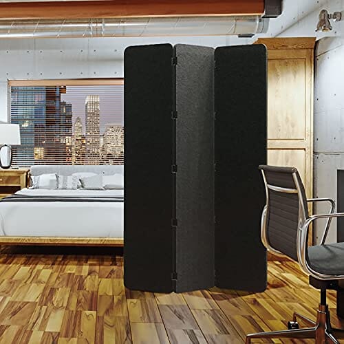 Cloud 9 Privacy Screen - 5 Panel, Black, Flat Finish-Room Dividers Now-RoomDividersNow
