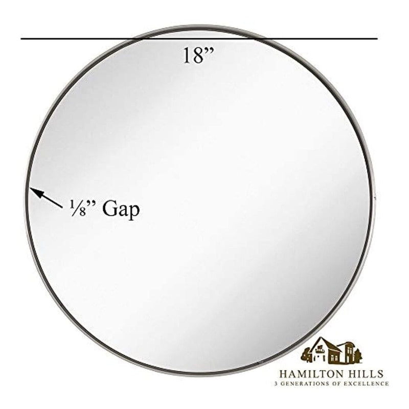 Contemporary Brushed Metal Silver Wall Mirror (18" Round)-Hamilton Hills-RoomDividersNow