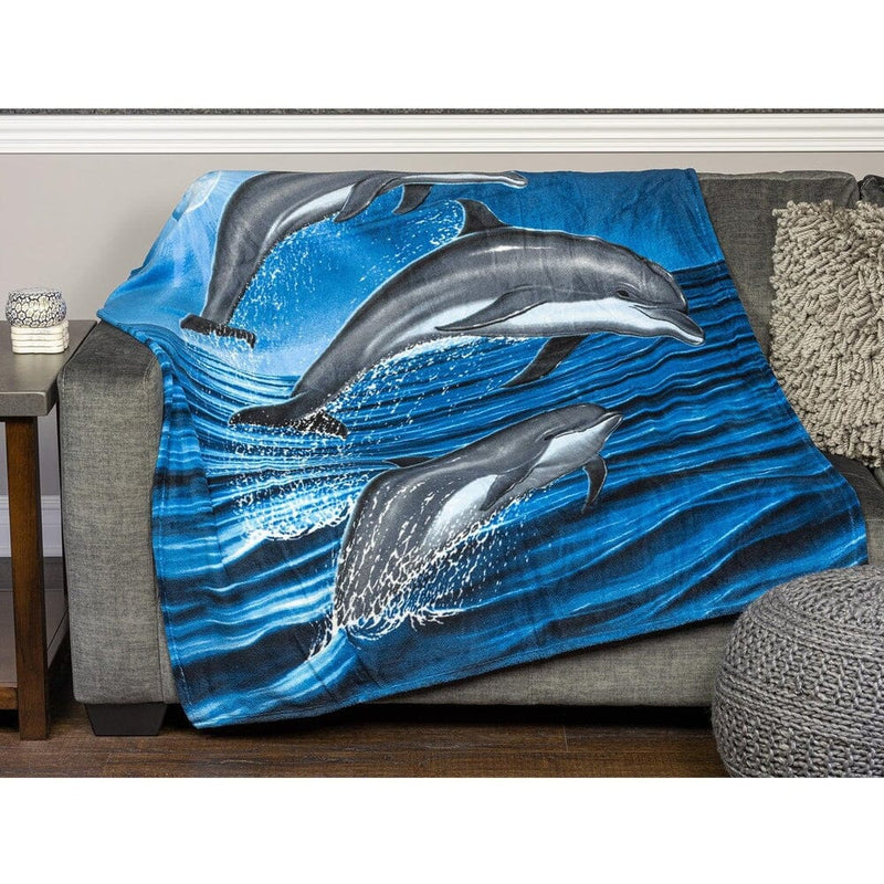 Dolphins Super Soft Plush Fleece Throw Blanket-Dawhud Direct-RoomDividersNow
