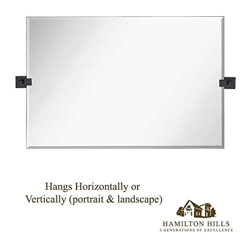 Hamilton Hills 24" x 36" Rectangle Square Black Pivot Mirror-Hamilton Hills-RoomDividersNow