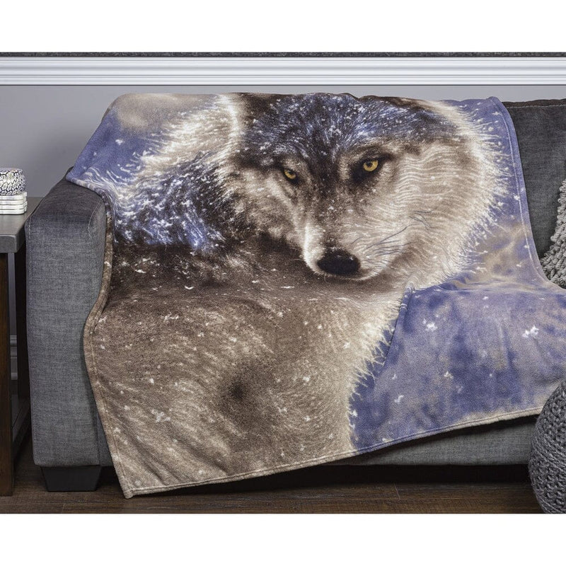 Lone Wolf Super Soft Plush Fleece Throw Blanket-Dawhud Direct-RoomDividersNow