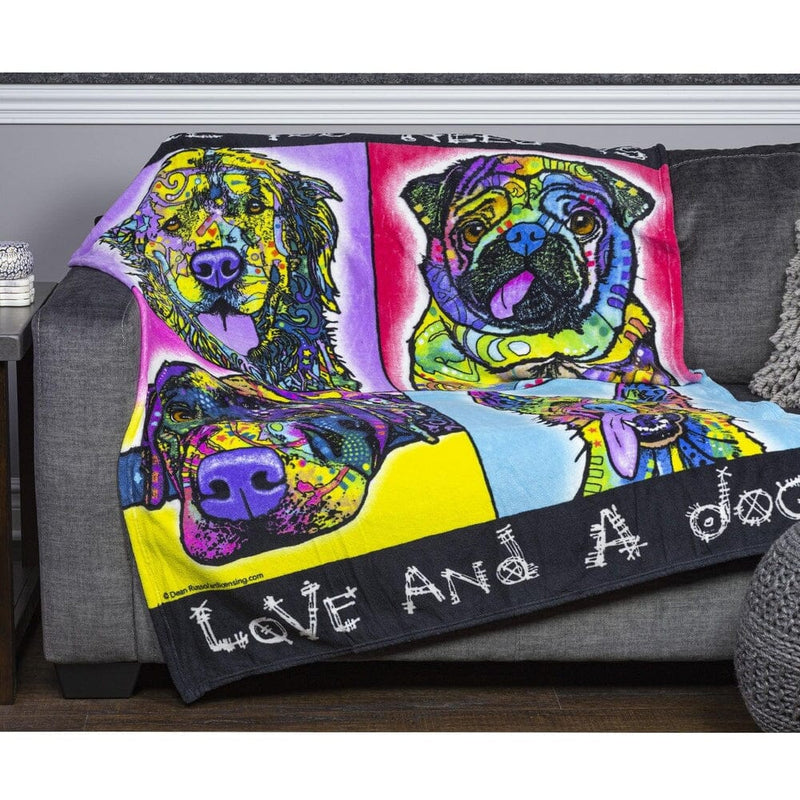 Love and a Dog Super Soft Plush Fleece Throw Blanket by Dean Russo-Dawhud Direct-RoomDividersNow