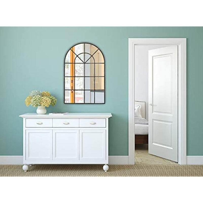 Metal Arched Window Mirror Large Wall Mirrors Decorative Piece and Arch Decor 28" x 42"-Hamilton Hills-RoomDividersNow