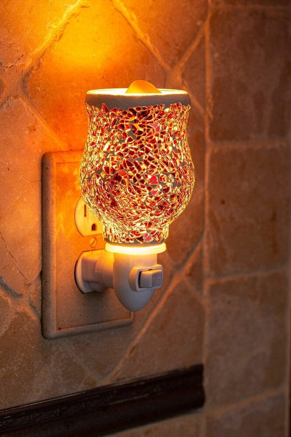 Mosaic Glass Plug-In Fragrance Wax Melt Warmer (Cinnamon Red)-Dawhud Direct-RoomDividersNow