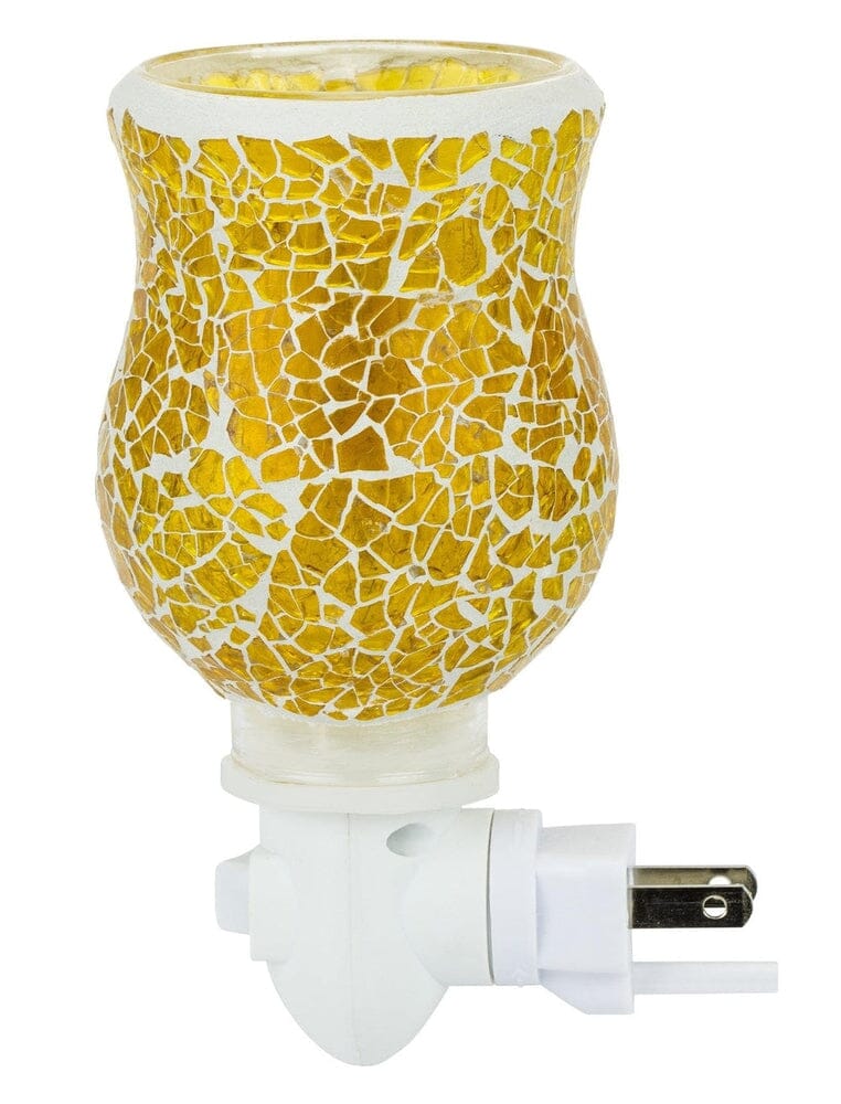Mosaic Glass Plug-In Fragrance Wax Melt Warmer (Crackled Amber)-Dawhud Direct-RoomDividersNow