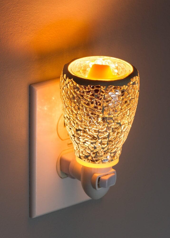 Mosaic Glass Plug-In Fragrance Wax Melt Warmer (Crackled Mirror)-Dawhud Direct-RoomDividersNow