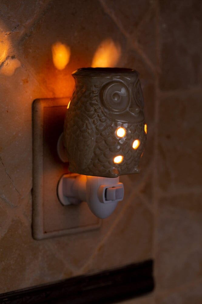 Plug-In Fragrance Wax Melt Warmer (Antique White Ceramic Owl)-Dawhud Direct-RoomDividersNow