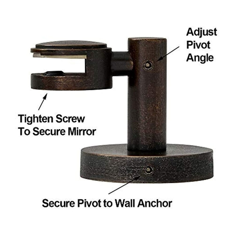 Round Bronze Pivot Mirror Hardware Tilting Anchors-Hamilton Hills-RoomDividersNow