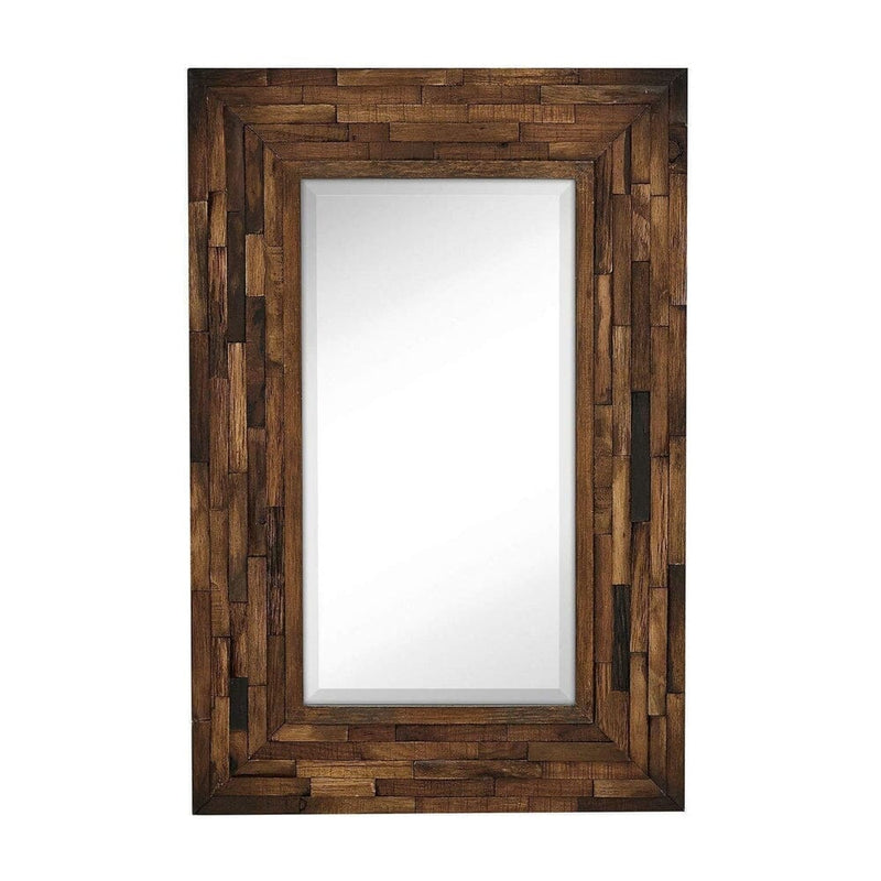 Rustic Natural Wood Framed Wall Mirror (24" x 36")-Hamilton Hills-RoomDividersNow