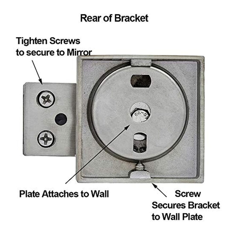 Square Polished Silver Pivot Mirror Hardware Tilting Anchors-Hamilton Hills-RoomDividersNow