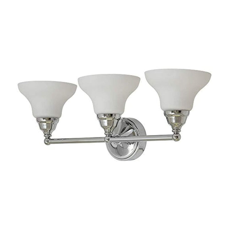 Triple Fanned Glass Shade Light Classic Polished Silver Vanity Fixture LED-Hamilton Hills-RoomDividersNow