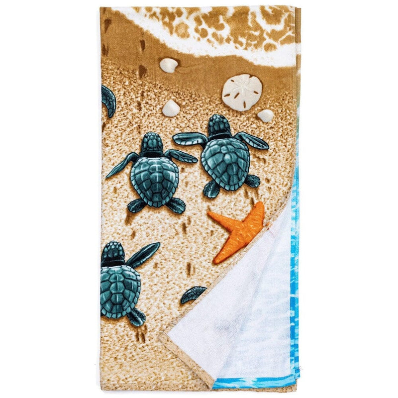 Turtles on the Beach Super Soft Plush Cotton Beach Bath Pool Towel-Dawhud Direct-RoomDividersNow