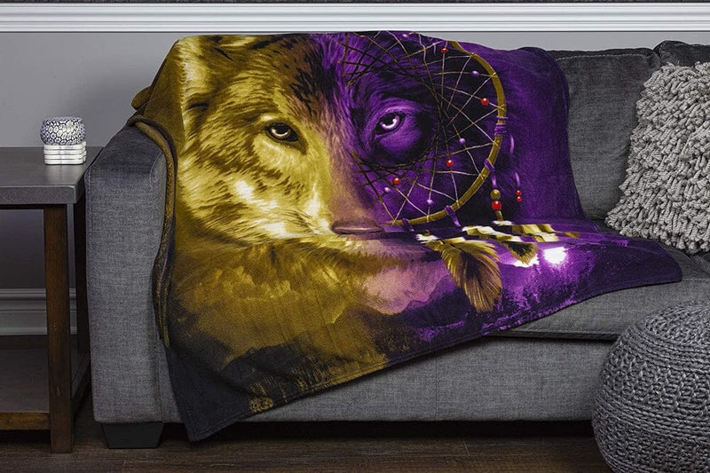 Wolf Dreamcatcher Super Soft Plush Fleece Throw Blanket-Dawhud Direct-RoomDividersNow