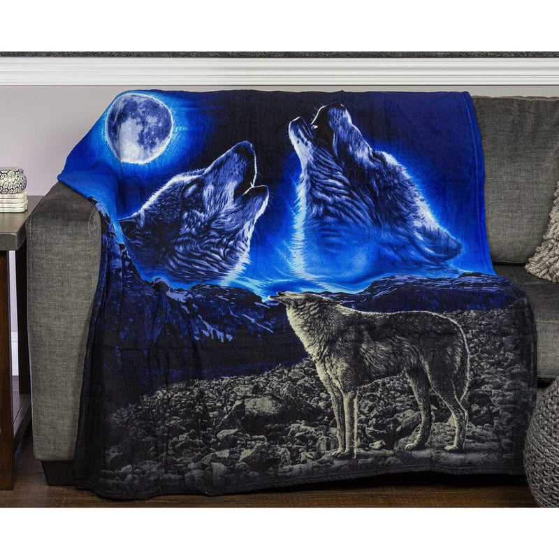 Wolves Howling Moon Super Soft Plush Fleece Throw Blanket-Dawhud Direct-RoomDividersNow