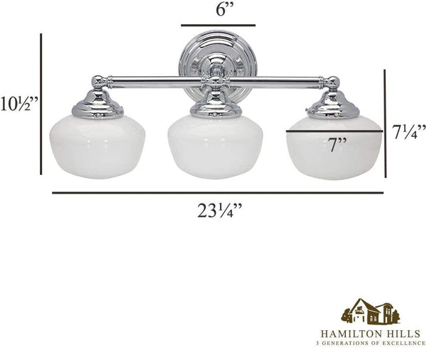 Triple Glass Light Fixture Vanity Bathroom Lights