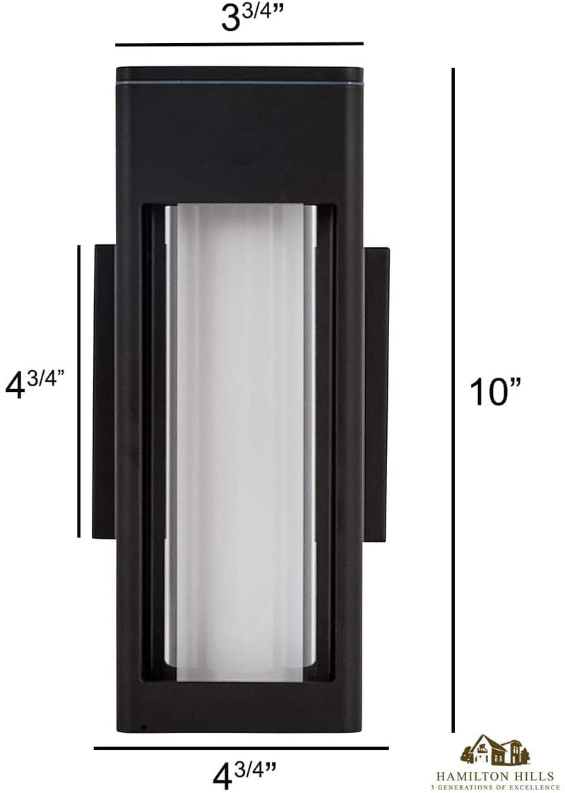 14" Outdoor LED Light Tube Wall Sconce - Black Exterior Lighting
