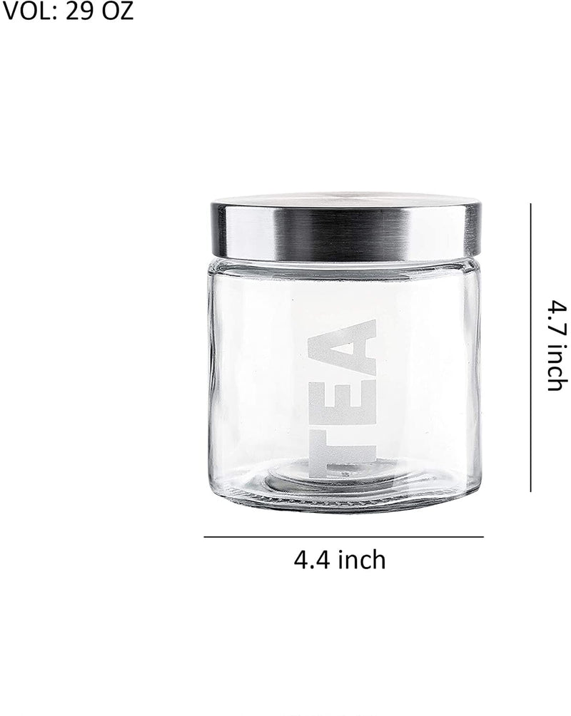 Airtight Glass Jars With Lid | Glass Storage Containers With Stainless Lids | 3 Pieces