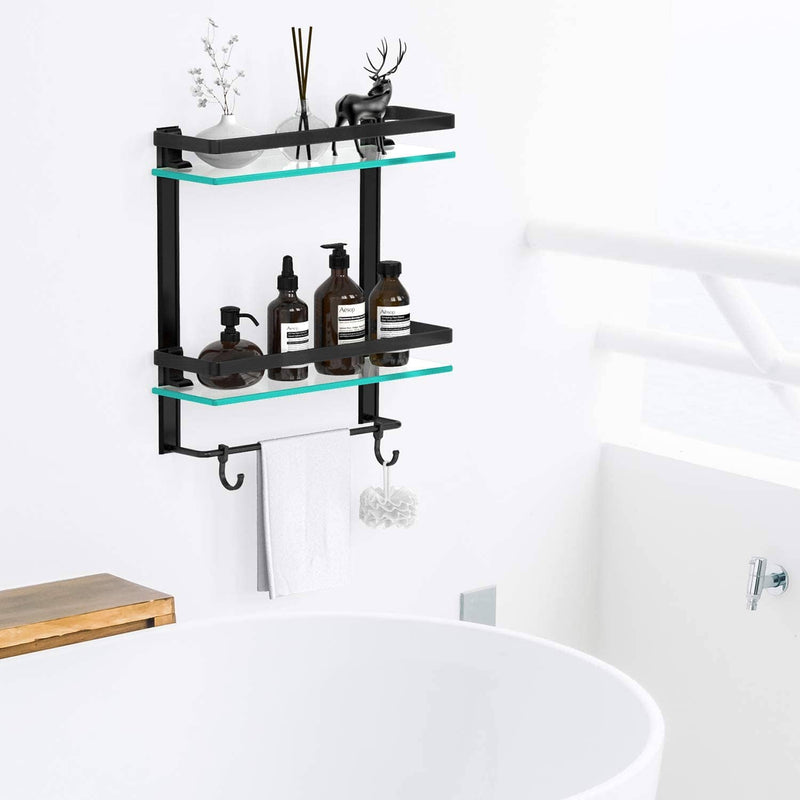 Bathroom Shelf with Towel Bar - Wall Mounted Storage
