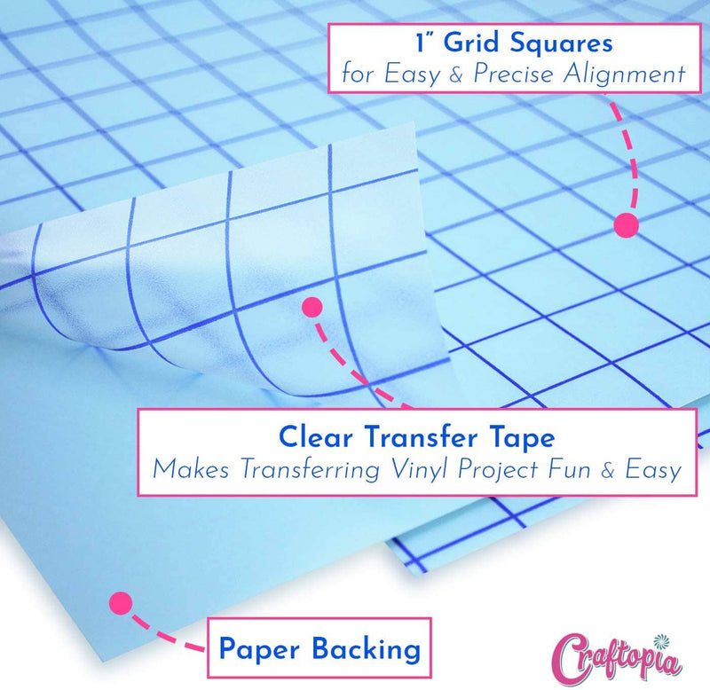 Clear Transfer Tape Sheets with Blue Alignment Grid for Vinyl