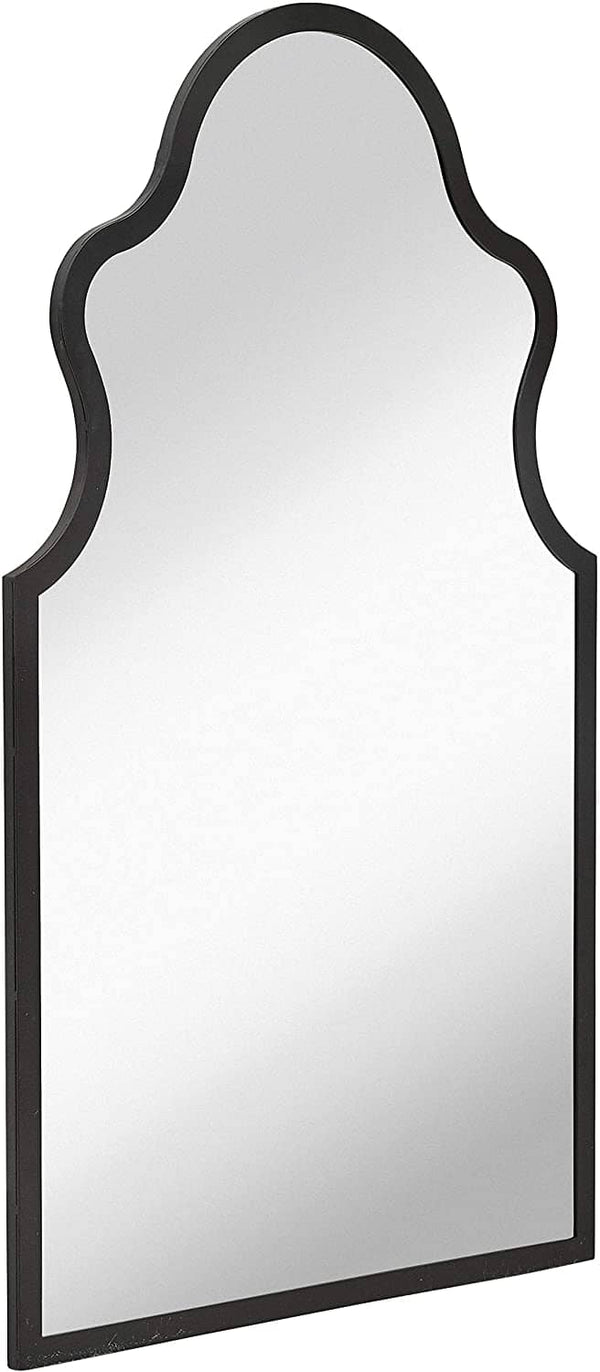 Queen Anne Arched Black Wall Mirror, 22" × 36"