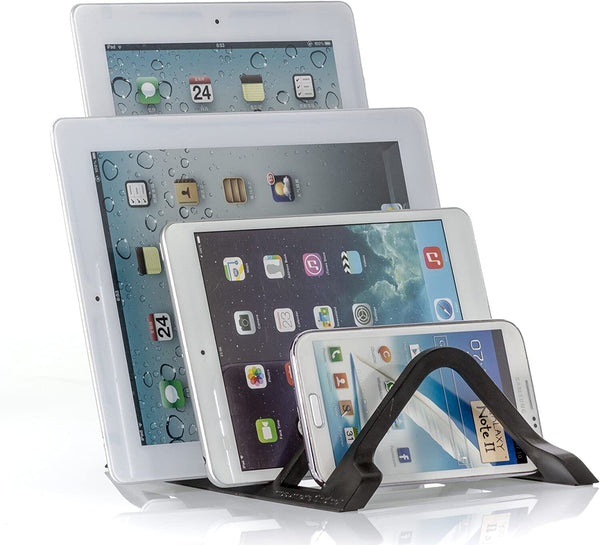 4-Device Charging Organizer Stand for Tablets and Smartphones