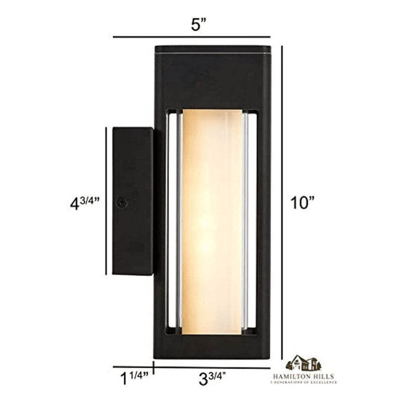 10" Outdoor LED Light Tube Black Wall Sconce Lighting Exterior Wall Fixture-Hamilton Hills-RoomDividersNow