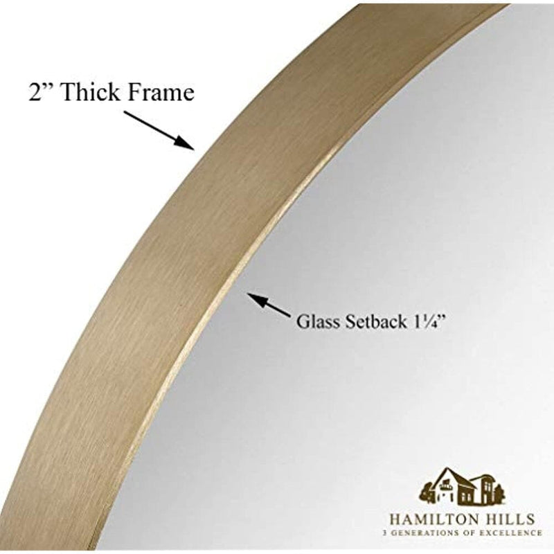 18" Gold Circle Deep Set Metal Round Frame Mirror Contemporary Gold Wall Mirror-Hamilton Hills-RoomDividersNow
