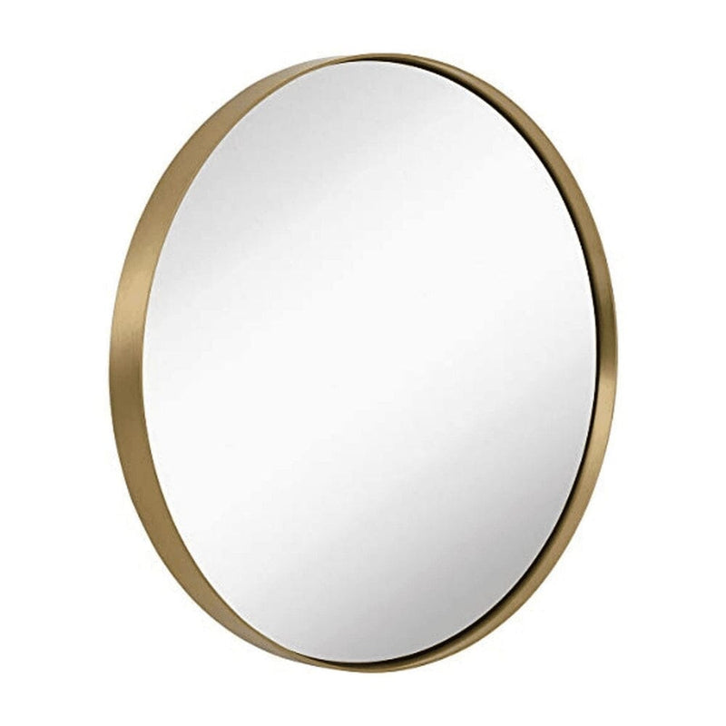 18" Gold Circle Deep Set Metal Round Frame Mirror Contemporary Gold Wall Mirror-Hamilton Hills-RoomDividersNow