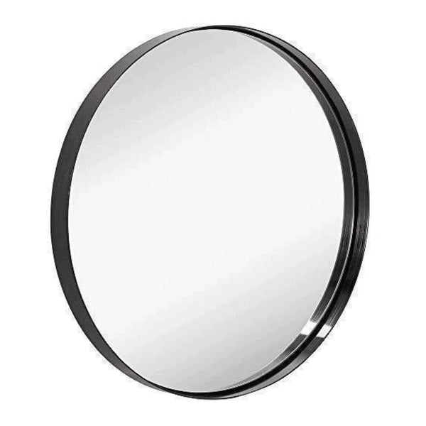 24" Black Circle Deep Set Metal Round Frame Mirror-Hamilton Hills-RoomDividersNow