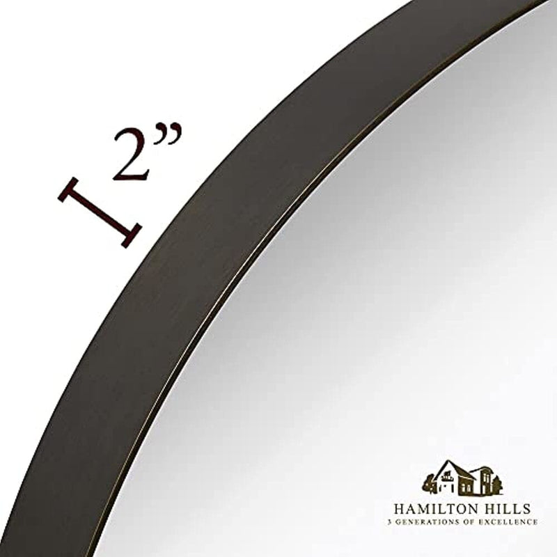 24" Bronze Circle Deep Set Metal Round Frame Mirror-Hamilton Hills-RoomDividersNow