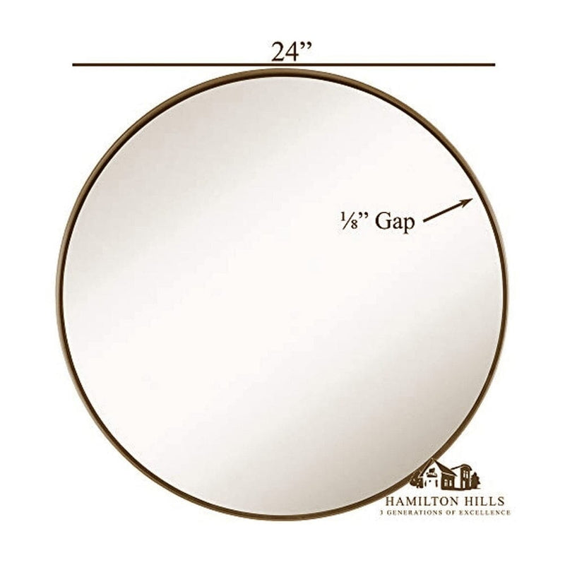 24" Gold Circle Deep Set Metal Round Frame Mirror-Hamilton Hills-RoomDividersNow