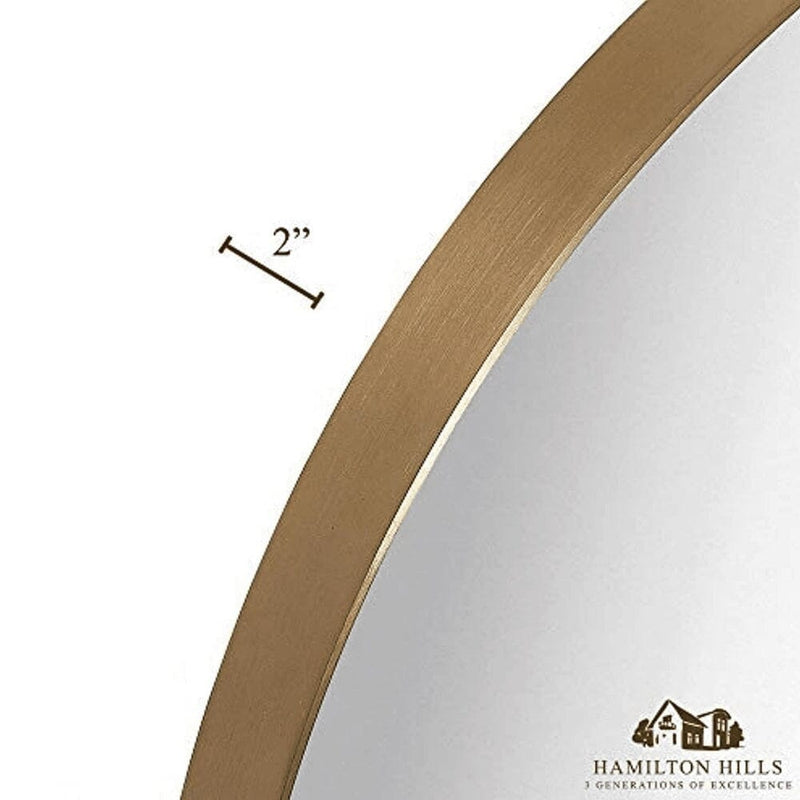 24" Gold Circle Deep Set Metal Round Frame Mirror-Hamilton Hills-RoomDividersNow