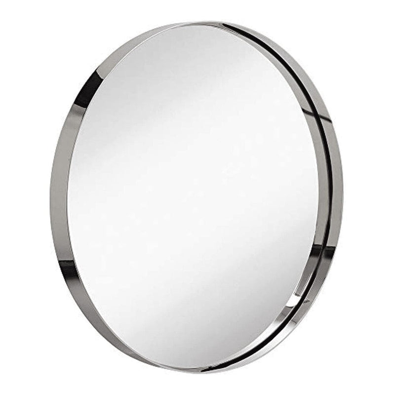 24" Polished Silver Circle Deep Set Metal Round Frame Mirror-Hamilton Hills-RoomDividersNow
