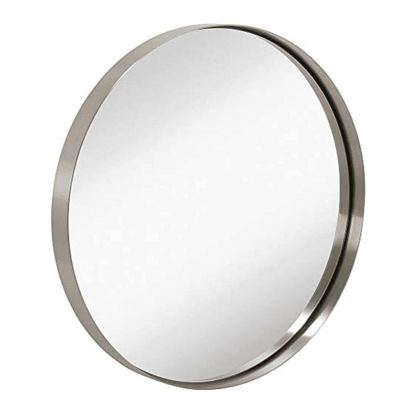 24" Silver Circle Deep Set Metal Round Frame Mirror-Hamilton Hills-RoomDividersNow