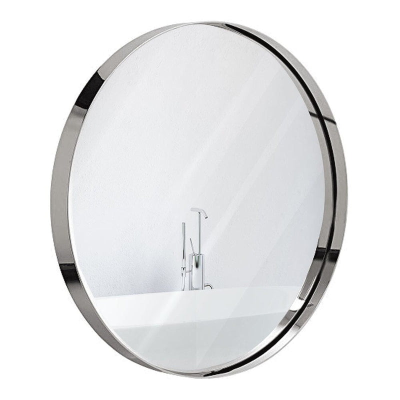 24" Silver Circle Deep Set Metal Round Frame Mirror-Hamilton Hills-RoomDividersNow