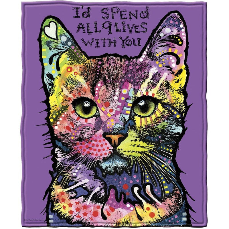 9 Lives Cat Super Soft Plush Fleece Throw Blanket by Dean Russo-Dawhud Direct-RoomDividersNow