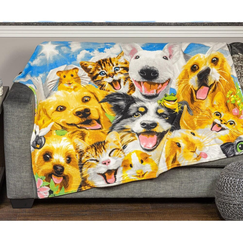 Backyard Pals Dogs and Cats Super Soft Plush Fleece Throw Blanket by Howard Robinson-Dawhud Direct-RoomDividersNow