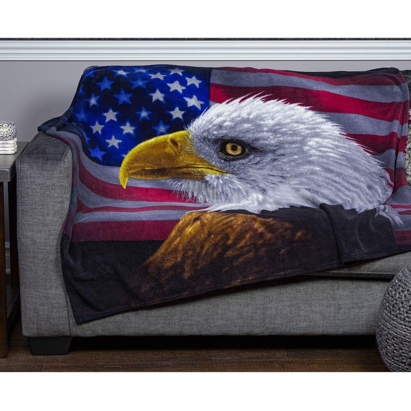 Bald Eagle Portrait Super Soft Plush Fleece Throw Blanket-Dawhud Direct-RoomDividersNow