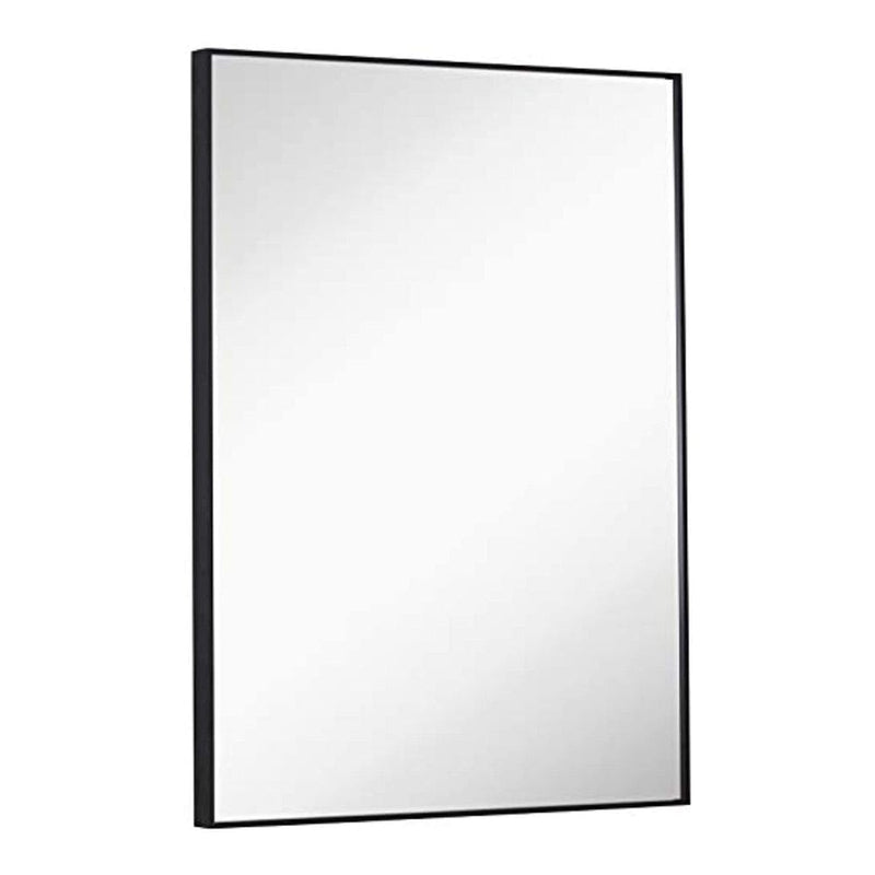 Black Brushed Metal Vanity Mirror Simple Edge Mirrors 22"x30"-Hamilton Hills-RoomDividersNow