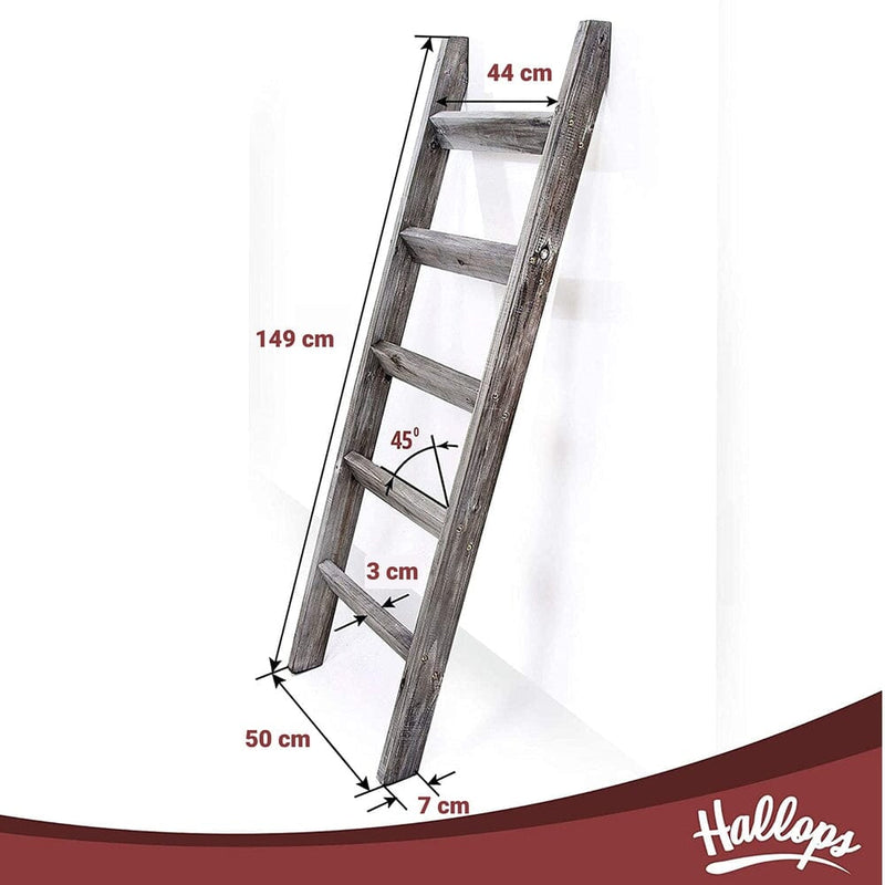 Blanket Ladder 5 Ft Wood Rustic Ladder Shelf Ladder Shelf For Quilt-Hallops-RoomDividersNow
