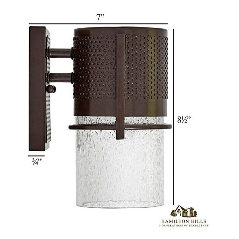 Bronze Outdoor Transitional Glass Wall Sconce-Hamilton Hills-RoomDividersNow