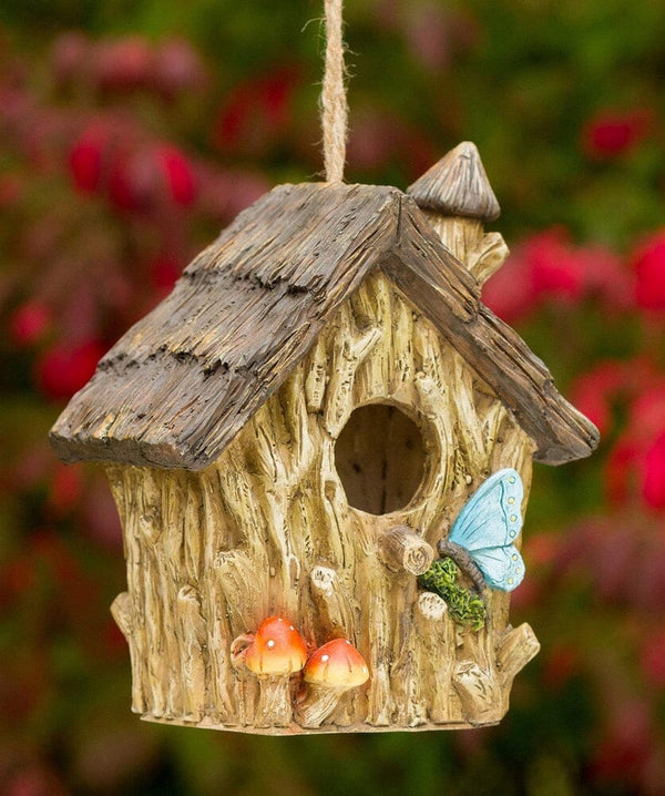 Butterfly and Mushrooms Bungalow Decorative Hand-Painted Bird House-Dawhud Direct-RoomDividersNow
