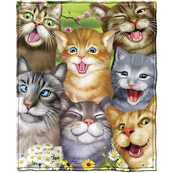 Cats Selfie Super Soft Full/Queen Size Plush Fleece Blanket-Dawhud Direct-RoomDividersNow