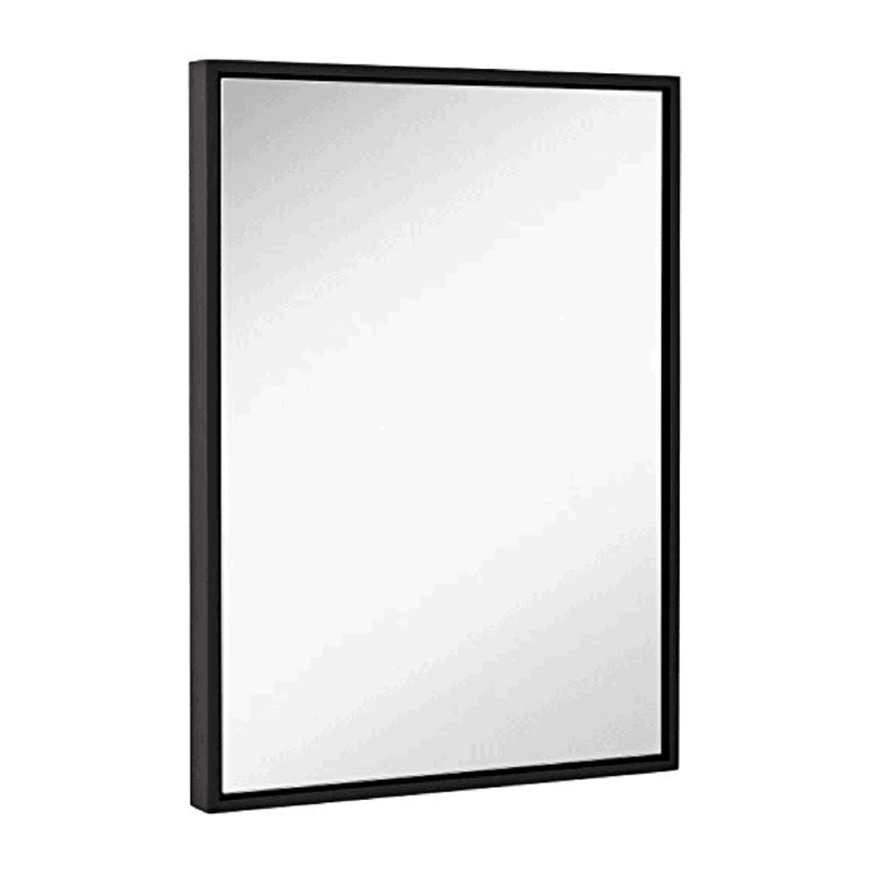 Clean Large Modern Black Frame Wall Mirror (16" x 24")-Hamilton Hills-RoomDividersNow